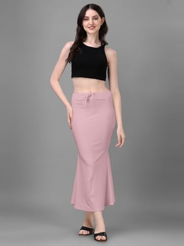 Image of Women's Saree Shapewear Petticoat, Cotton Blend Stretchable Mermaid Skirt, High Waist Tummy Control, Smooth Curve Fit with Adjustable Drawstring