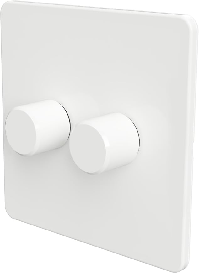 SAMOTECH WIFI Smart DIMMER UK No neutral wire required, compatible with Alexa, Google, Tuya, Smart Life - White 2-Gang โ image 1