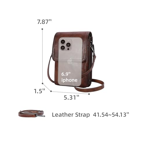 Image of Iswee Rfid Blocking Small Crossbody Bag for Women Travel Classic Style | Genuine Leather，Adjustable Shoulder Strap,Fits 6.9 inch Phone,Anti-Theft Purse,Perfect for Daily Use and Weekend Travel
