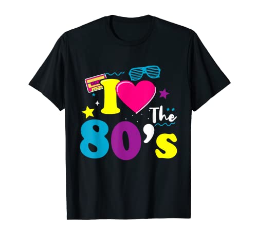 I Love the 80's T-Shirt Heart Años ochenta Cool Retro Camiseta