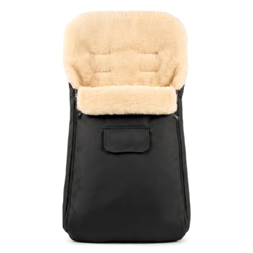 Baby-Joy® KAI 105 cm Winter-Fußsack Lammwolle Kinderwagen | 01 Schwarz