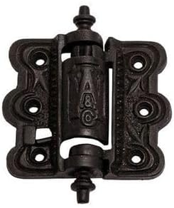 Van Dyke’s Restorers Victorian Screen Door Hinge — 4 Inch Cast Iron Self-Closing Hinge in Black Finish, Ornate Vintage Door Hardware for Wooden Screen Doors and Restoration Projects