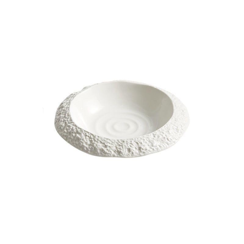 TEESONG Talerz obiadowy talerze do naczyń 21,5 cm talerz ceramiczny z ziarnem skały domowe głębokie danie kreatywny hotel restauracja zastawa stołowa biała kolacja zupa talerz obiadowy można układać w