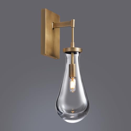 Image of 17 inch L Wall Sconces,Morden Wall Lights Fixtures Raindrop Wall Sconce Bathroom Vanity Light Brass Wall Lamps for Living Room,Bedroom,Hallway,Stairs,Indoor