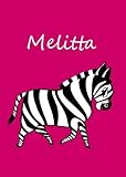  Melitta: personalisiertes Malbuch / Notizbuch / Tagebuch - Zebra - A4 - blanko