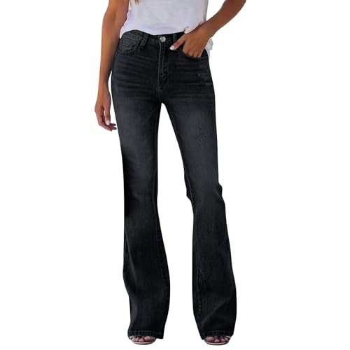 Jean évasé pour femme à jambe large et taille haute stretch
