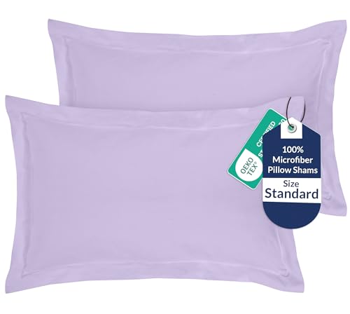 Image of Royale Linens Pillow Shams 2 Pack Standard Size 20x26 Inch - 1800 Microfiber - Bed Pillow Shams, Wrinkle Resistant Super Soft and Cozy - Back Overlap Closure - Oxford Pillowcase (Standard, Lavender)