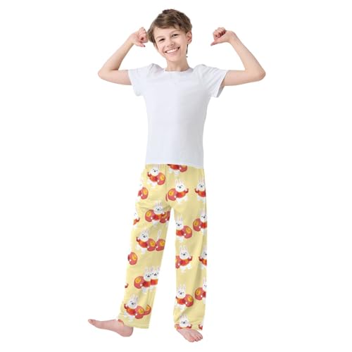ZZXXB Chinese Bunny Happy New Year Boys Long Pants Soft Trousers Elastic Waist Kids Lounge Bottoms with Pockets S-XL2