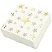 50 Pack Decorative Cocktail Napkins - Silver and Gold Foil Star Disposable Paper Party Napkins, Perfect for Graduation,Birthday Party Supplies and Bridal Shower Decorations, 5 x 5 Inches Folded, White