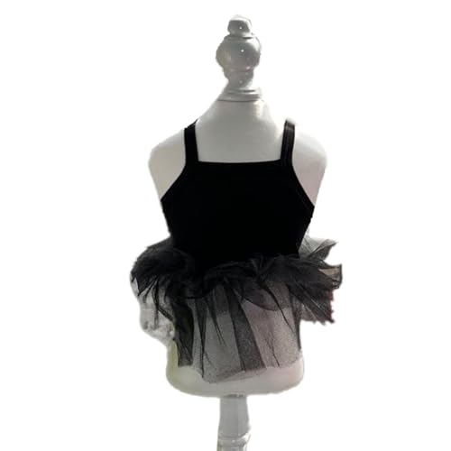 AttRex ペット服 かわいい ワンピース 春夏 犬の服 チュールスカート お姫様 通気性 犬猫洋服 ペットウェア 袖なし ファッション 人気 小型犬 中型犬 記念撮影 お散歩 ペット用品 (XL,ブラック)