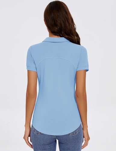 Image of TFSDOD Womens Golf Polo Shirts Collared Short Sleeve T Shirt Lightweight Moisture Wicking Polo Casual 3 Buttons Outfits