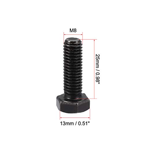 Image of uxcell M8x25mm Hex Head Left Hand Screw Bolts Fastener Carbon Steel Black 3pcs