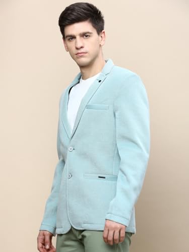 Image of SHOWOFFFF Men Solid Single Breasted Party Blazer | Notched Lapel Full Sleeves Cotton Blazer's for Mens | Slim Fit Regular Length Blazers for Men's