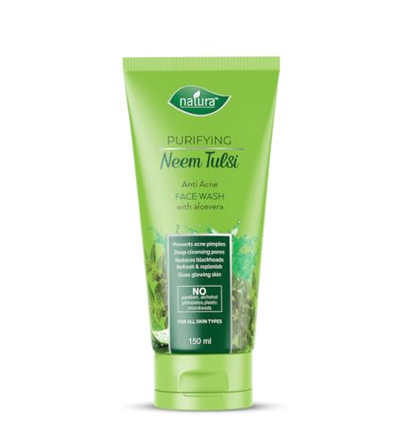 Image of Natura Purifying Neem Tulsi Face Wash | Detoxifying Formula with Aloe Vera | For Blemish-Prone & Oily Skin, Helps Reduce Blackheads | Paraben-Free, Vegan, All Skin Types | 150ml