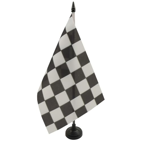 AZ FLAG - Tischflagge Zielflagge Schwarzes Und Weisses - 21x14 cm - Schwarz-Weisse Rennflagge Tischfahne 14 x 21 Cm - Flaggen