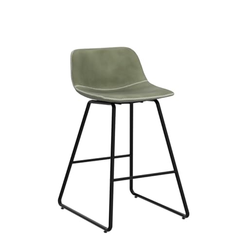 Image of Bar Stools Set of 3, Faux Leather Counter Height Stools with Back