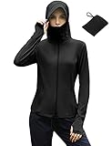JACK SMITH Women Sun Protection Hiking Shirts Lightweight Zip Up Hoodie Jacket Long Sleeve SPF Shirt Thumb Holes