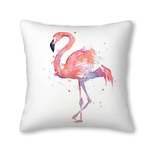 Mloerno Pink Flamingo Watercolor Illustration Velvet Throw Pillow Covers Sofa Pillowcase Car Square Throw Pillowcases Home Decoration 18X18Inch #TOP26