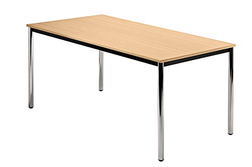Preisvergleich Produktbild Besprechungstisch Rundfuß 160x80 Buche Chrom Bürotisch Allzwecktisch