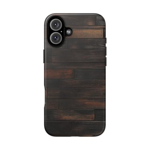 Coque rigide mate texture bois foncé iPhone 16 Plus anti-traces