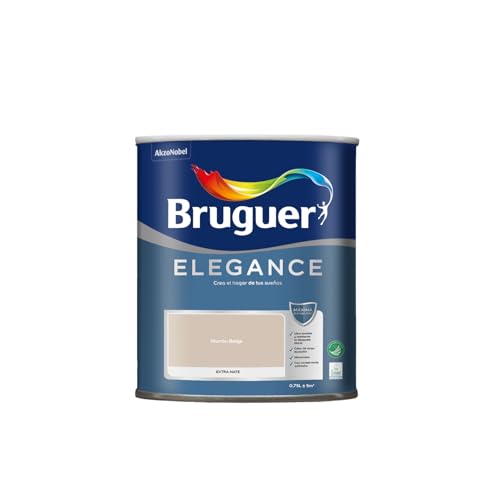 Bruguer ELEGANCE Pintura Monocapa ExtraMate, Paredes y Techos, Interior, Exterior protegido, Alta Durabilidad, UltraLavable, Resistente al Desgaste y Manchas Marrón Beige 750 ml
