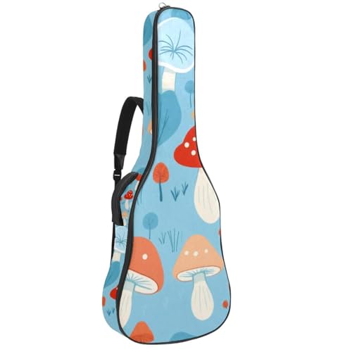 Housse pour guitare acoustique 41 pouces motif champignon bleu