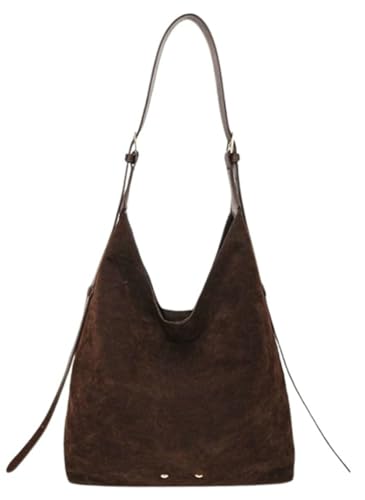 2025 Brown Suede Purse Faux Suede Tote Bag Leather Hobo Bags for Women Slouchy Crossbody Handbag Fall Purse Shoulder Bag