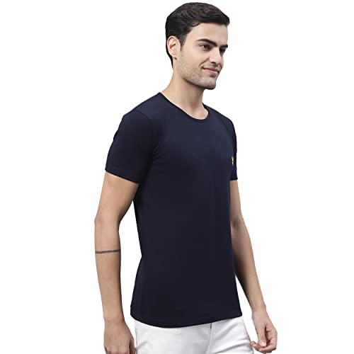 Image of Mack Jonney Men Round Neck Cotton Solid Regular Fit T-Shirt-T Anthraa 01-P