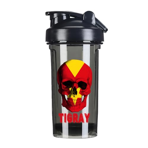 Skull Tigray Flag 18 Ounce Shaker Cup,Fashion Theme Pattern Shaker Bottle Leak-proof Workout Shake Bottles 500ML/18 oz Perfect for Pre Workout