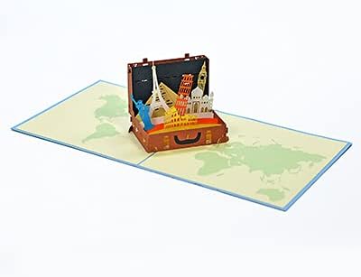 3D Travel pop up Card, 3D Suitcase Birthday Pop up Card for Travel Lover, Travel Voucher, Vacation Holiday Cards, Road Trip Cards, Farewell, H01 - Image 2