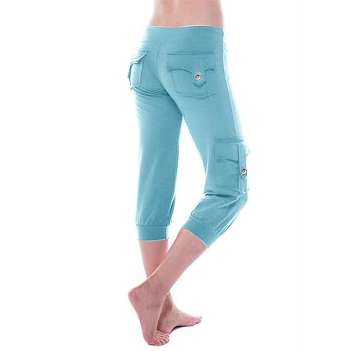 Cargo Capris for Women Cotton Plus Size Stretch Elastic Waist Capri Pants with Pockets Lightweight Hiking Travel Outfits2