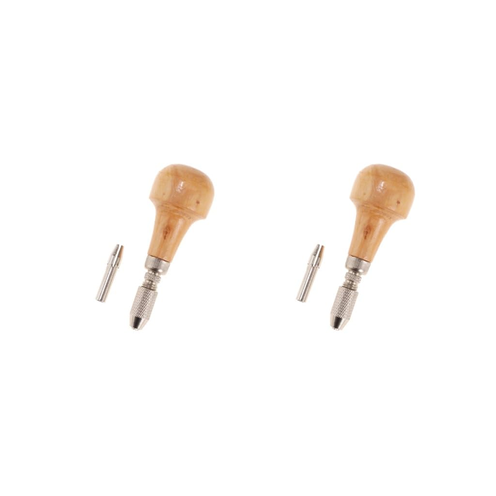 Adoorniequea 2 Set Jewelers Pin Vise Vice Wooden Handle Twisting Wire Wrapping Collet Watch
