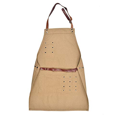 tablier Tablier d'outil Tableau ciré Toile de dessus Qualité véritable Tablier en cuir véritable Tablier de sangle de l'huile Resistant Resistant Resistant peintre jardinier travail uniforme