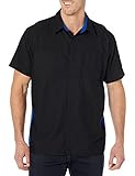 Red Kap Men's Short Sleeve Performance Plus Shop Shirt with OilBlok Technology, Black with Royal Blue Mesh, Large