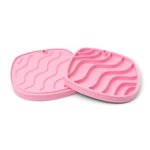 West Paw Seaflex Waves Feast Mat – All-in-One, Slow Feeder, Lick Mat – Encourages Foraging & Food Exploration - Engages Picky Eaters & Slow Feeding - Versatile – Easy to Clean, Non-Toxic - Bubblegum