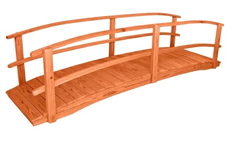 Ecommersify Inc 12 FT Cedar Amish Made Garden Bridge with Double Rails for Walkway, Backyard Pond & Landscaping, Outdoor Wooden Footbridge for Koi Pond, Japanese Style Decorative Bridge, Made in USA