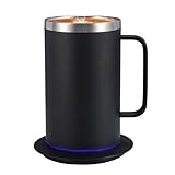 Zhenglu USB Self Heating Coffee Mug, Large Heated Mug & Coffee Warmer Set, 131°F Temperature Control Cup with Lid for Desk Home Office (Black-17oz)