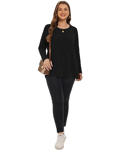 Image of BELAROI Womens Plus Size Sweaters Fall Tunic Top Scoop Neck Pullover Shirts