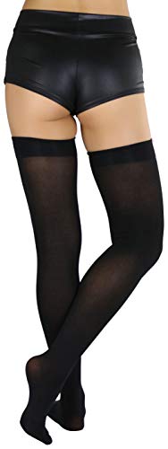 Image of ToBeInStyle Women's Opaque Long Thigh High Stockings w /Decorative Front Satin Bow