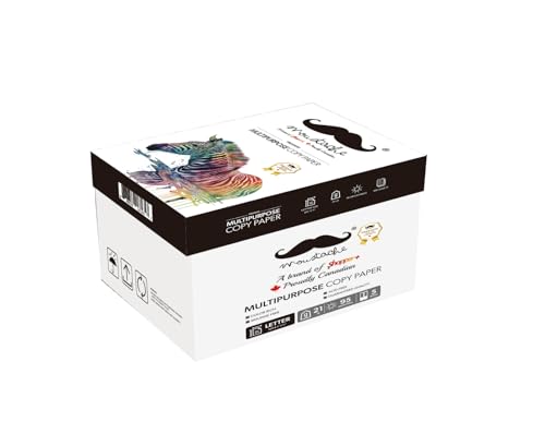Moustache 2500 Sheets Multipurpose Printer Paper, Copy/Copier/LaserJet Inkjet Printer/Fax/Photocopy Paper, 95 Brightness, 21 lbs, Letter Size 8.5''x11'', 500 Sheets/Ream, 5 Reams image 8