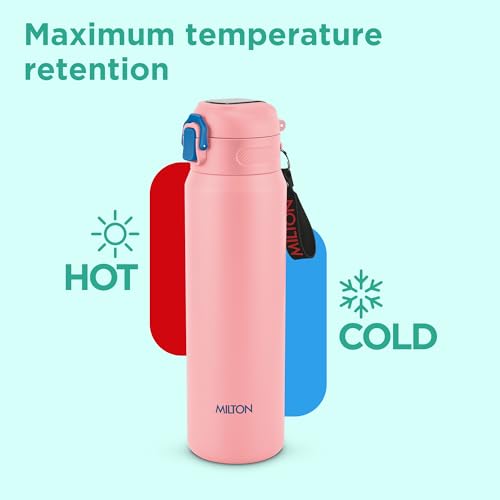 Image of Milton Swing 900 Thermosteel Water Bottle 770 ml with One Touch Safety Lock, Long Hours Hot and Cold, Leak Proof Lid, ISI Certified I Vacuum Insulated I for Office, Gym, School I Pink