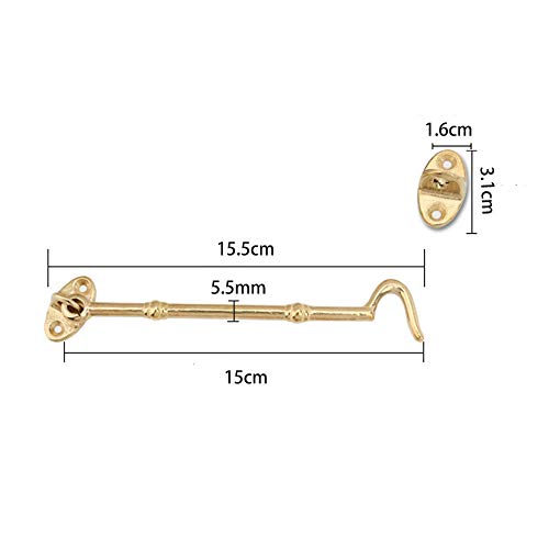 BETOOL Hook and Eye, 1pcs Window Latches Gate Lock Brass Cabin Hooks Window Silent Holder for Shed Gate or Garage Door, Windows - Image 2