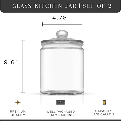 Joyjolt Elegant Cookie Jar. 2 Large Glass Jar With Glass Lid. Cookie Jars For Kitchen Counter With Lids, Candy Jar, Decorative Apothecary Jar, Large Canisters, Half Gallon Glass Jar With Lid Airtight #TOP1
