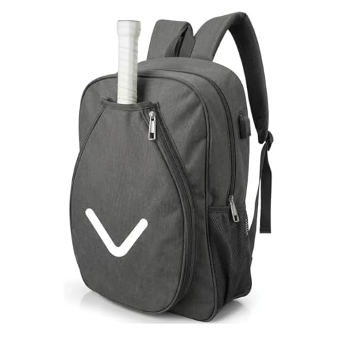 Mochila Raqueteira Bolsa Beach Tennis Tênis Squash Impermeável Esportiva Poliéster Reforçada 47x32x14cm Com Compartimentos Para Raquete Bolas E Acessórios (Cinza Escuro)