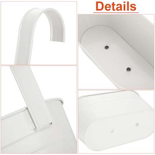 DAJAVE 4 Pcs Balcony Planters for Railing Over Fence Planters Metal Hanging Flower Pots Outdoor Hanging Plant Pot with Detachable Hook Large Hang Planter for Garden Fence Balcony Decor - Image 3