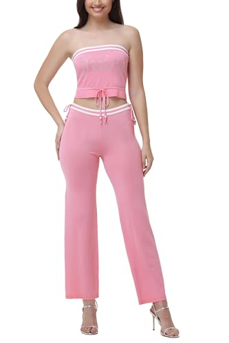 Juicy Couture DOUBLE DRAWSTRING WIDE LEG PANT,HOT HOT,X-Large