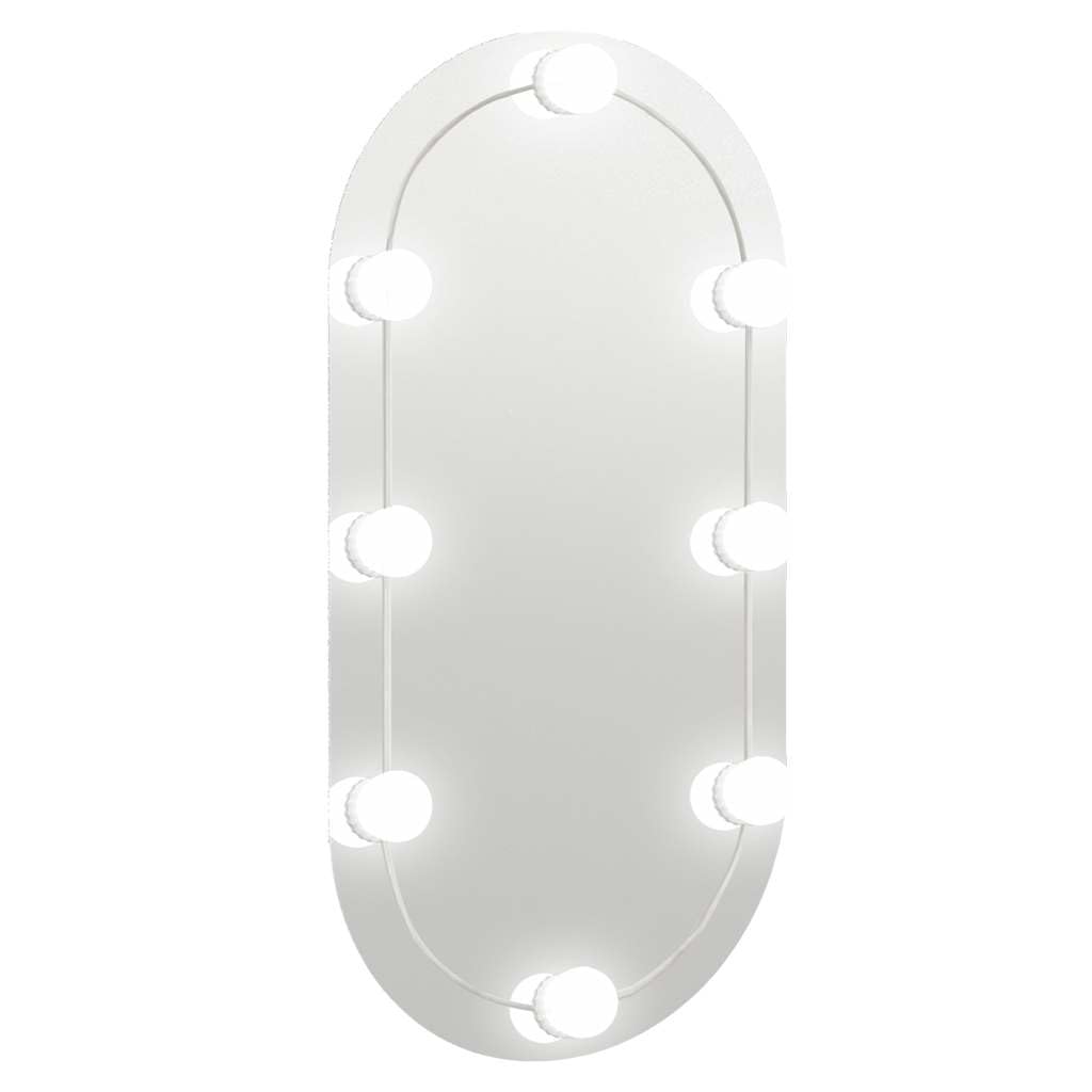 KGHFDVB LED Oval Wall Mounted Mirror with Lights 80x40 cm, Glass Makeup Mirror with USB Interface, Warm White and Cold White Color Modes
