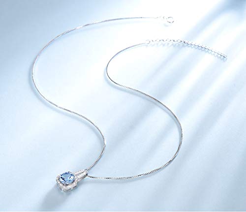 Bague collier halo ronde scintillant topaze bleu ciel parure femme argent 925 - 5