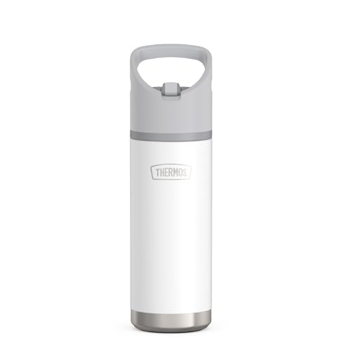 Thermos, Stainless Steel Water Bottle with Flip Straw, 20 Ounces, White