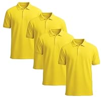 STREETWISE CLOTHING QUALITY CASUAL WEAR Pack of 4 Kids School Polo Shirts - Boys and Girls Short Sleeve 100% Cotton Plain Polo Neck T Shirt Ideal for PE and School Uniform Yellow